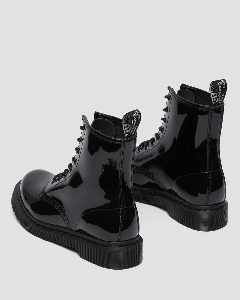 Black Women's Dr Martens 1460 Mono Patent Leather Lace Up Boots | CA 170NWY